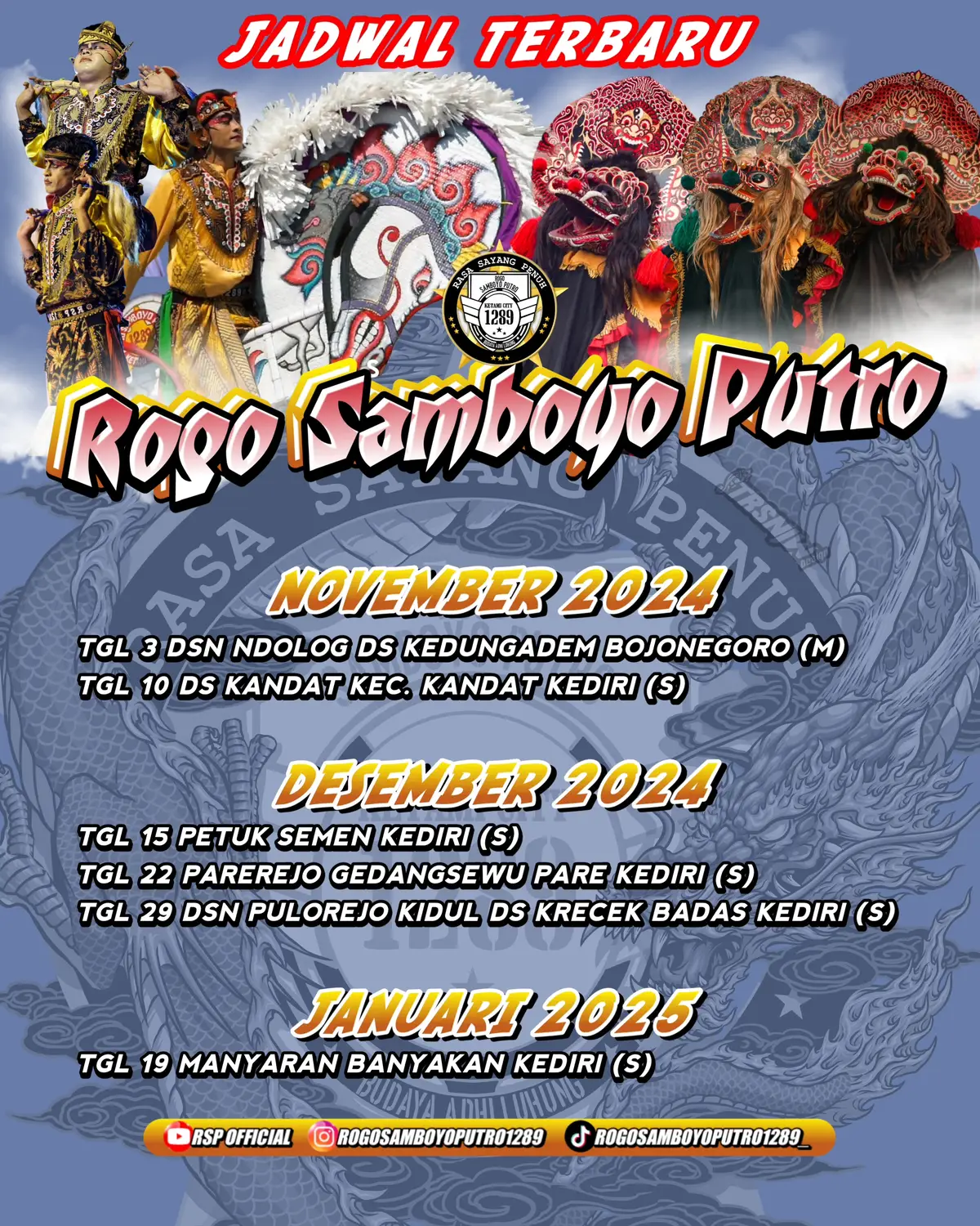 Tambahan jadwal bulan desember tgl 22 #panggahwongerogo #rogosamboyoputro1289 