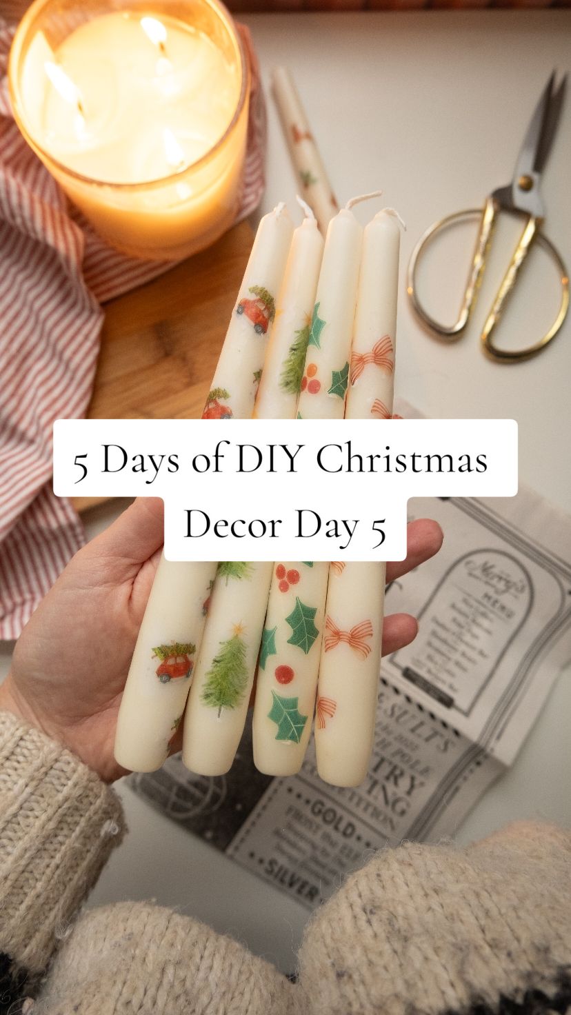 PART 5: DIY Christmas Decor Day 5. Christmas candles. They look so cute and perfect for gifts too. Decorative candles only!!! 👌🏼  #christmastiktok #christmastok #diychristmasdecor #christmascrafts 