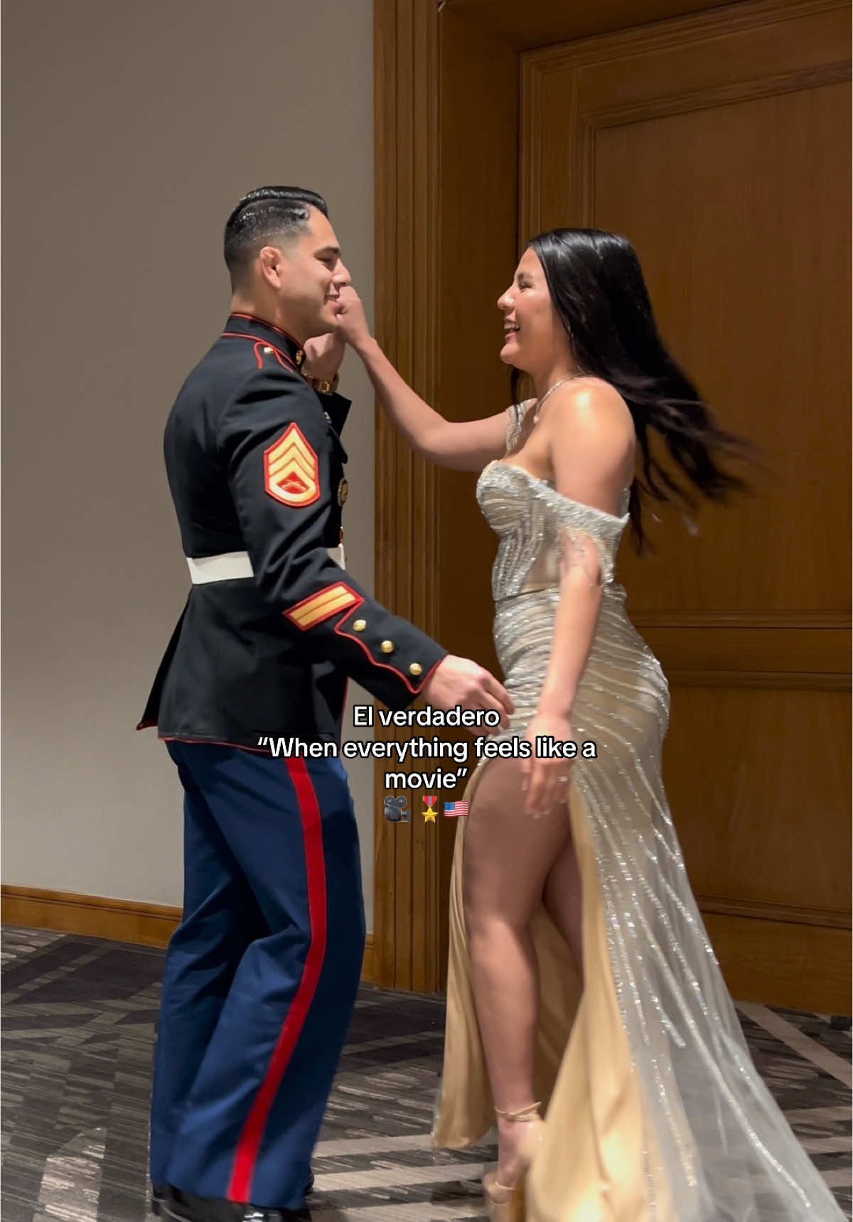 Like the movies 🎥🎖️🇺🇸🥰 #fyp #marinecorps #marineball2022 #marriedlife #milirarylife #couplestiktok #usmc #usmclife 