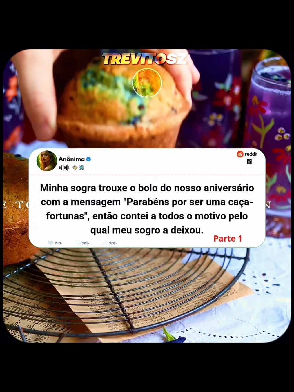 Minha sogra trouxe o bolo do nosso aniversário com a mensagem 