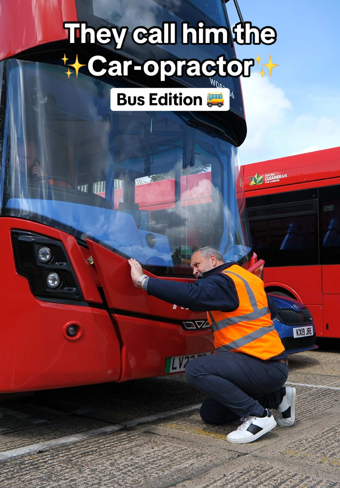 If you wondered how buses get fixed…😂 #dad #thefamileigh #chiropractor #caropractor 