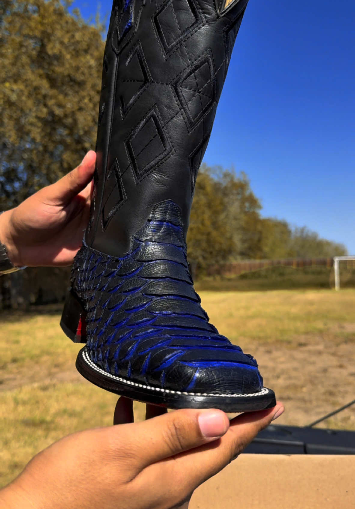 A Closer Look At Our Indigo  Jumbo Python Boots For ONLY $119.99!!😈🥷🩸 Get Yours Today!!🚨 #texasbootranch #texasbootranchboots #belico #trending #fashion  #texas #fypシ゚viral🖤tiktok  #fyp #exclusive #cowboyoutfit #cowboyboots #boots #botasvaqueras #westernwear #suelaroja #redbottoms #python  #midnight 