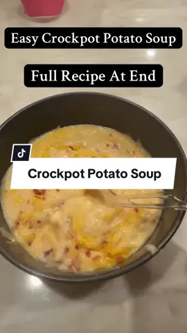 Crockpot Potato Soup! So easy & so good! #recipes #recipesoftiktok #potatosoup #crockpot #crockpotrecipes #crockpotsoup 