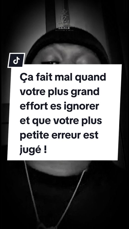 Ça fait mal quand votre plus grand effort es ignorer et que votre plus petite erreur est jugé ! #zahirmotiv #mindset #respect #motivation 