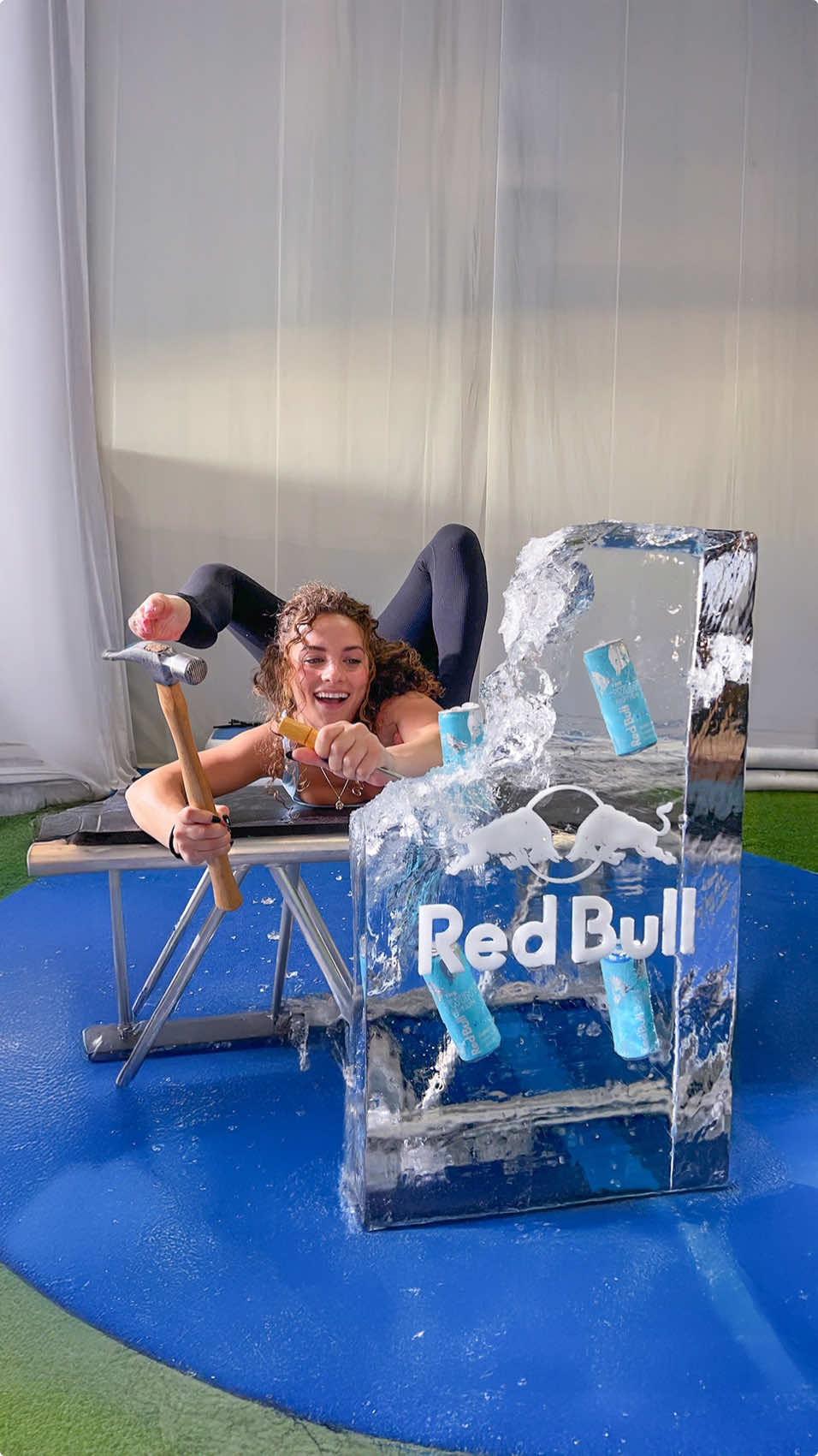 dropped off new winter wiiings, frozen solid 🤭  @Sofie Dossi understood the assignment 🎯 You can secure your own can of Red Bull Winter Edition Iced Vanilla Berry in stores now 🛒  #redbull #redbullwinteredition #archery #contortion #ice 