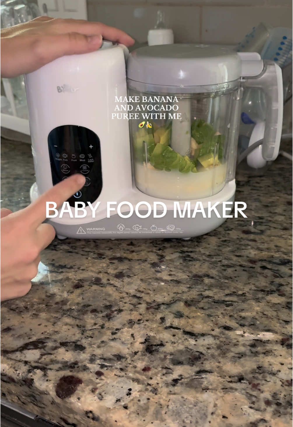 Baby girl LOVED this it was adorable 🫶🥑 #babypureeidea #babypureerecipes #almost7months #babygirl #babyfoodrecipes #babyfoodmaker #babyfoodblender #avocadosandbananas #TikTokShop #bearbabyfoodmaker 