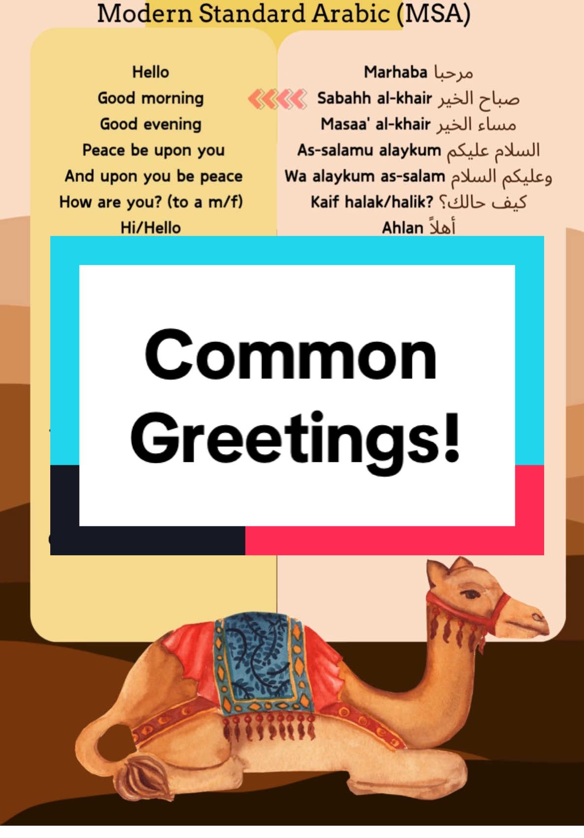 Common Greetings in Arabic!   Want to learn how to read, write, and speak Arabic? 🎉 I’m excited to announce that Step-By-Step Arabic Academy is now live! Thank you for your patience. Get ready to start your journey in mastering Arabic! See you in class soon! 🚀💻 ➡️ Visit Step-By-Step Arabic Academy’s website and enroll as a student to begin learning Arabic today! #arabiclearning #arabiclanguage #arabictiktok #learnarabic #arabic #learnarabicwithme #arabicphrases #arabicletters #tiktokarab #arabicwords #arab #languagelearning #learnlanguages #learnarabiclanguage #dailyarabic #arabiclanguage #learn #stepbysteparabic #arabicprofessor #arabicteacher #arabictutor #arabictextbook #learnarabicculture #arabicebook #languagebook #learnlanguage #arabculture  #basicarabic #arabicalphabet 