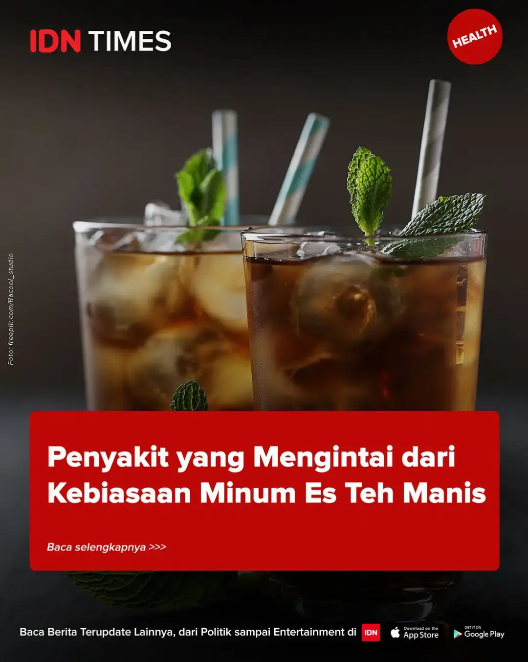 Es teh manis memang jadi favorit banyak orang. Walaupun terasa menyegarkan, minuman ini gak baik dikonsumsi terlalu sering, apalagi setiap hari. Terlalu sering minum es teh manis bisa membawa risiko kesehatan yang gak bisa diabaikan? Kebiasaan ini ternyata bisa memicu berbagai penyakit yang serius, lho. Dari diabetes hingga gangguan pencernaan, efek buruknya bisa mengejutkan. Yuk, simak risiko penyakit yang bisa muncul akibat konsumsi berlebihan minum es teh dalam #IDNTimesInfografis berikut. #IDNTimes #idntimeshealth #teh #esteh #health 