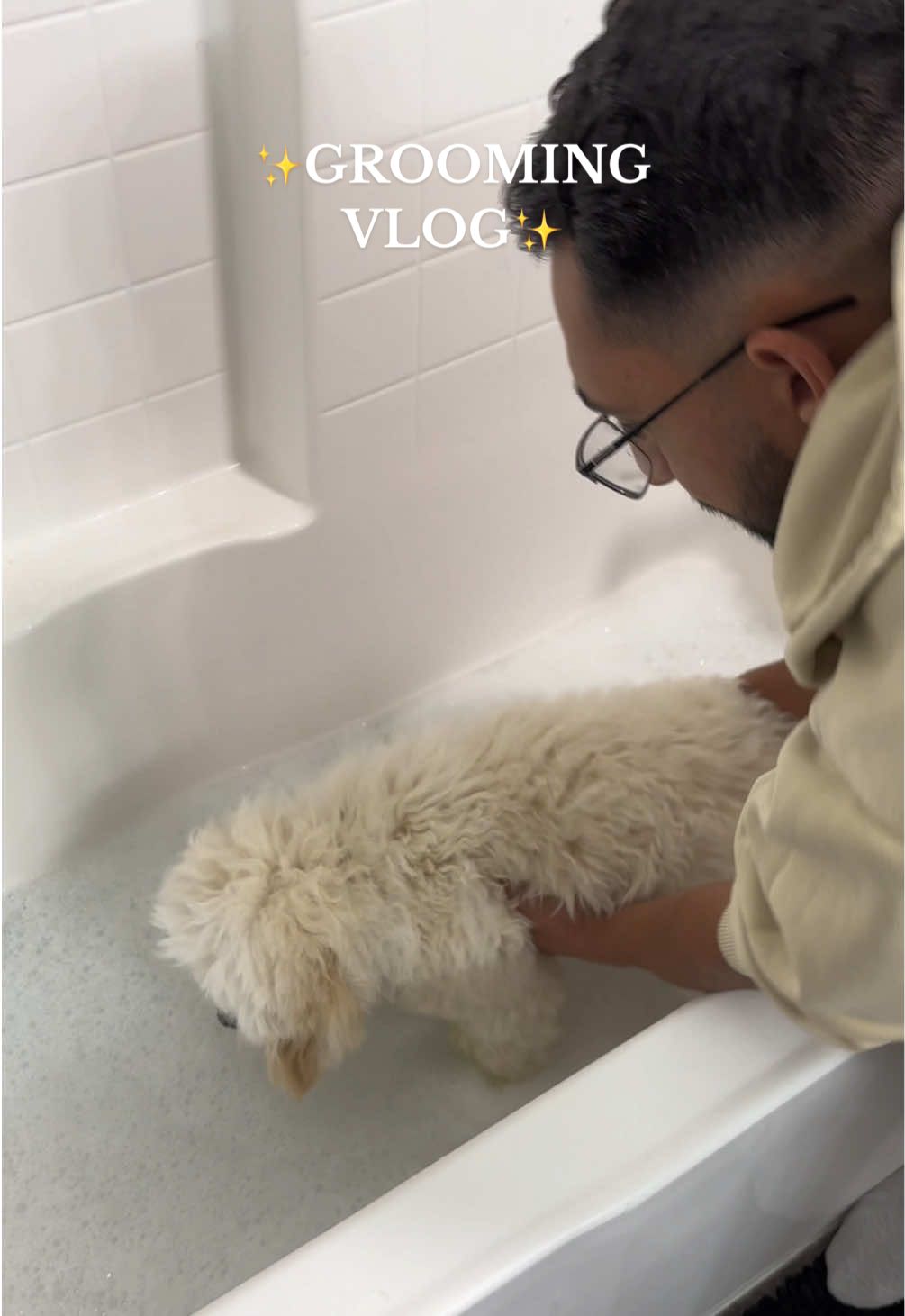 Milo’s bunny hops perfectly capture how we both feel when bath time is finally over 🫠👏🏼🐰 #doggrooming #dogbath #maltipoo #dogmom #bathroutine #groomingroutine