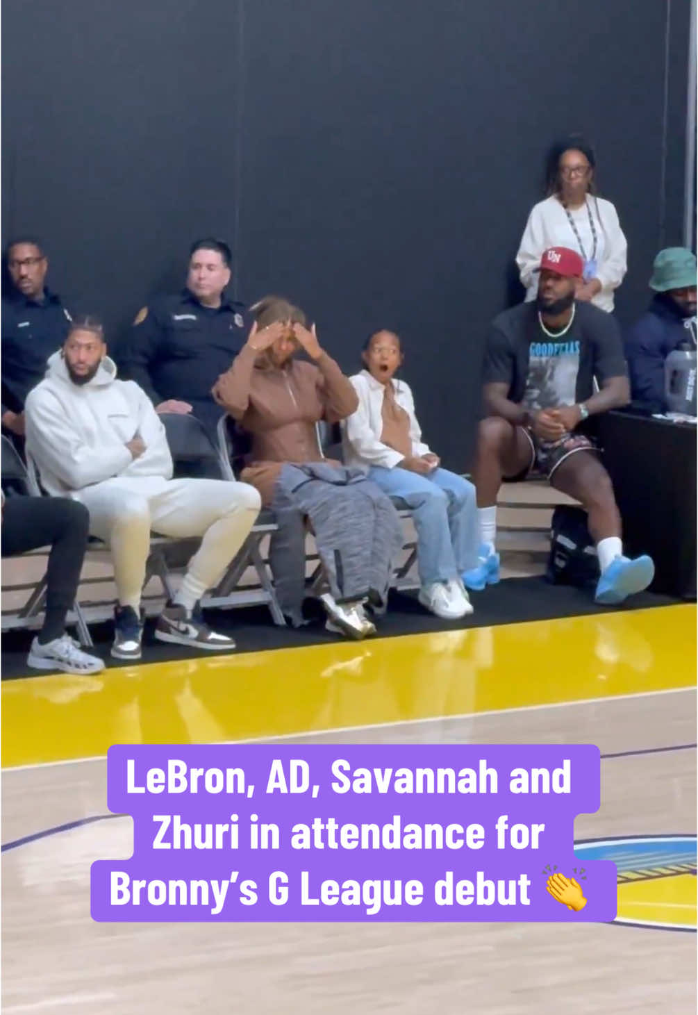 James family taking in Bronny’s first game in the G League 🙌 (via @LoJo Media) #lebron #bronny #NBA #basketball #lebronjames #lakers