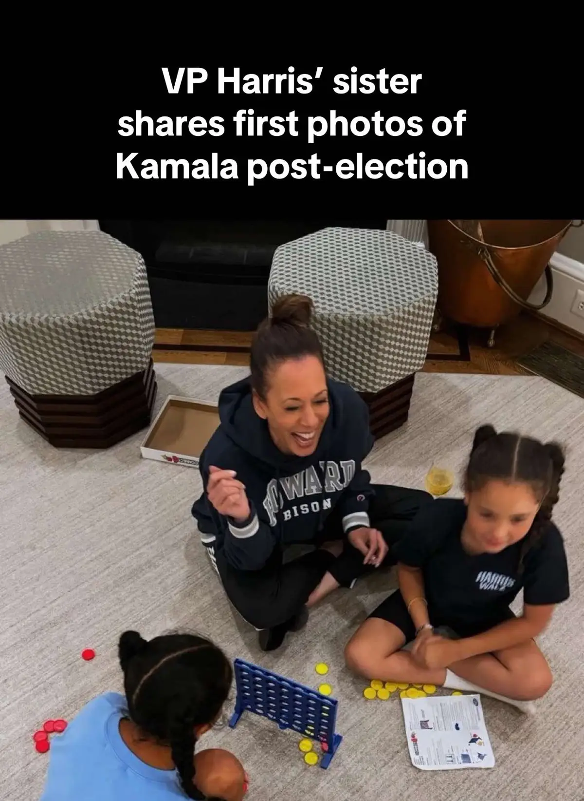 Kamala Harris is surrounded by family — her great-nieces — in the first photos of the Vice President post-election.