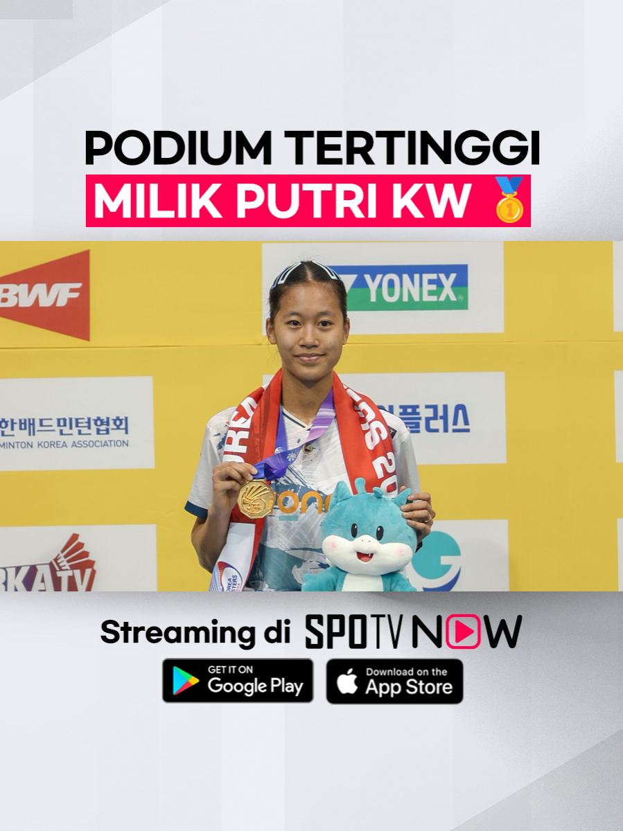 #BWF 🏸 - Podium tertinggi milik Putri KW hari ini di babak Final #KoreaMasters2024 🥇 Saksikan aksi Badminton Terbaik Hanya Di #SPOTVNOW Follow kami untuk konten Badminton lainnya! 📲🏸 #SPOTV #SPOTVIndonesia #Badminton #BWFWorldTour #Podium #PutriKusumaWardani