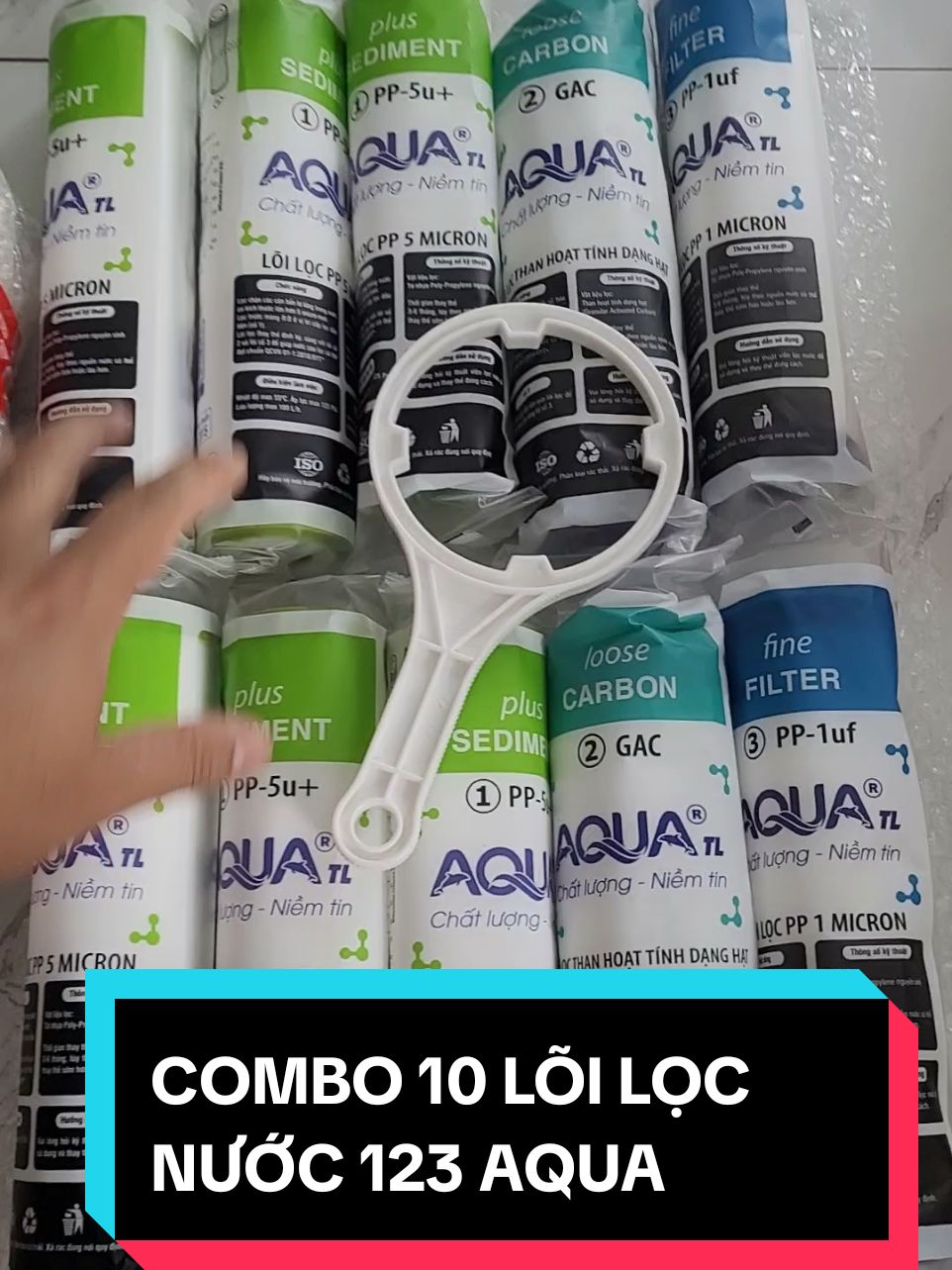 Combo 10 lõi lọc nước 123 AQUA lắp cho máy lọc nước #giadungtienich #maylocnuoc #tiktok #loitaokhoang #loilocnuoc #loilocnuocchinhhang #loilocnuoc123 #aqua 