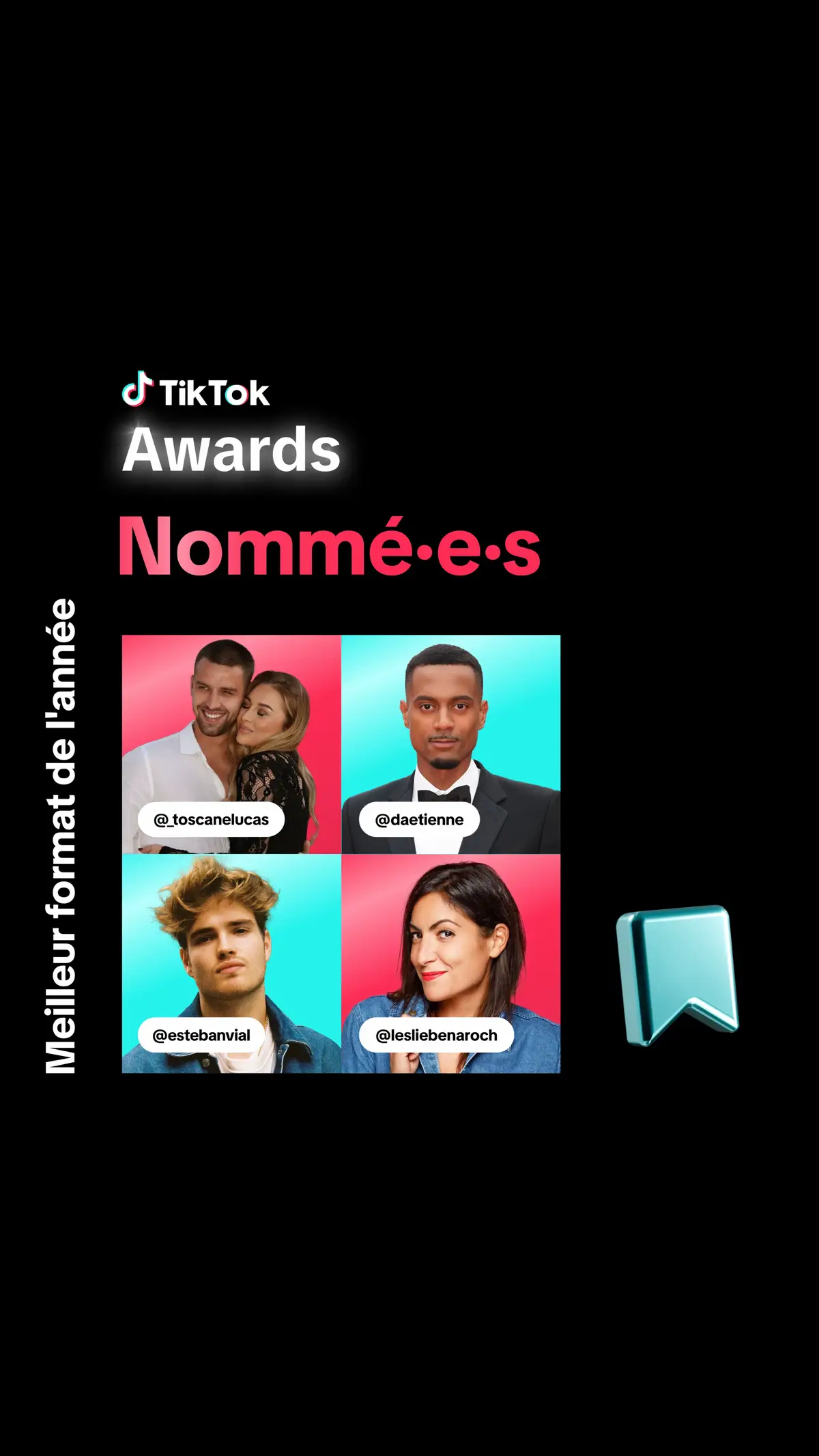 personne n’a dead ça comme eux 🔥@thewaywewantt, @Etienne, @Esteban Vial et @Leslie Benaroch JOURNALISTE sont les nommé.e.s dans la catégorie “Meilleur format de l’année”, go voter via le lien en bio ! #TikTokAwardsFrance 