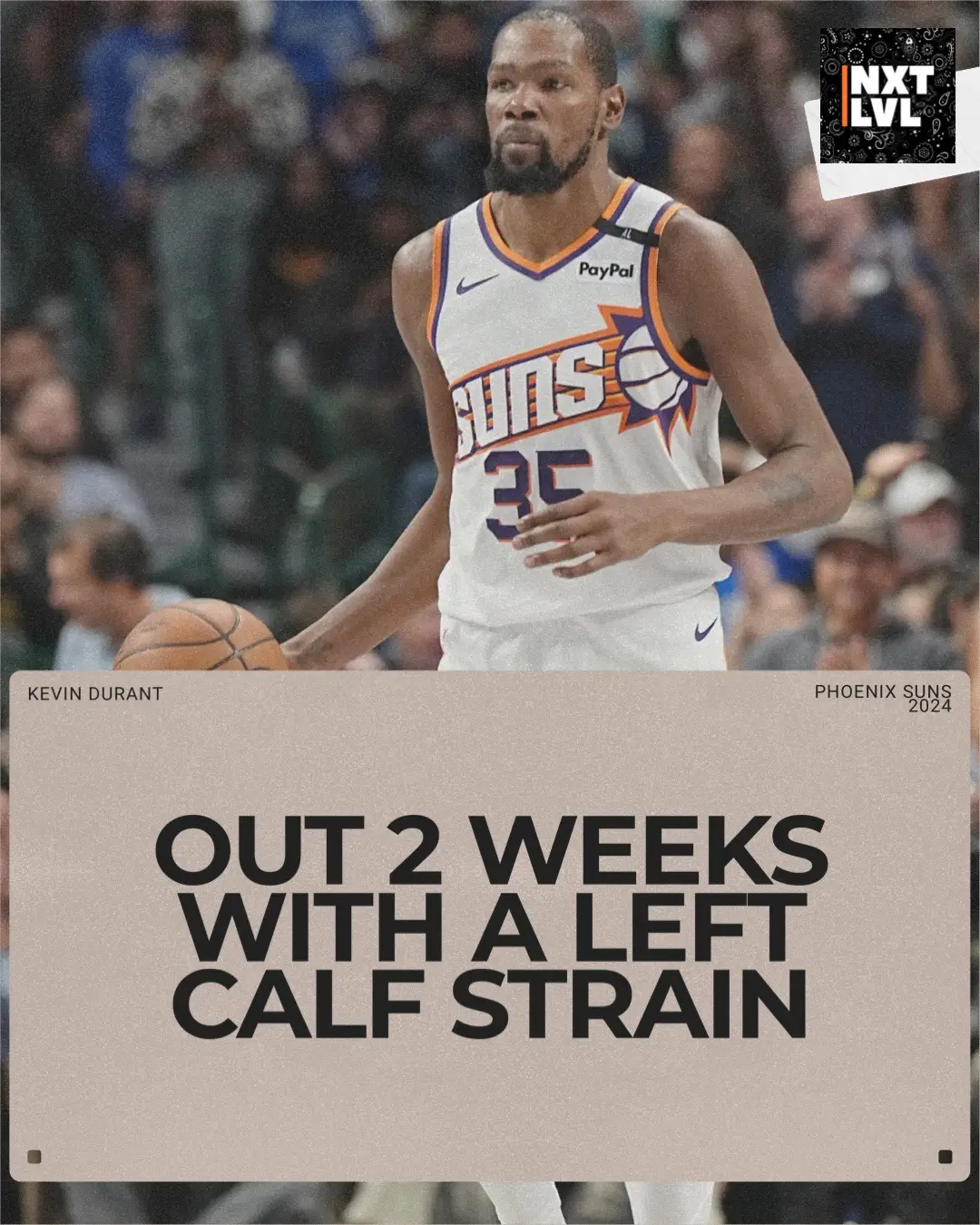 Kevin Durant has suffered a left calf strain and will be re-evaluated in two weeks. Suns starters to benefit especially Booker and Beal on offense. Royce Oneal and Ryan Dunn could also get extra burn for 2 weeks. Interesting to see if Phoenix could build on the momentum of their amazing start while KD is out. #Suns #Durant #FantasyBasketball