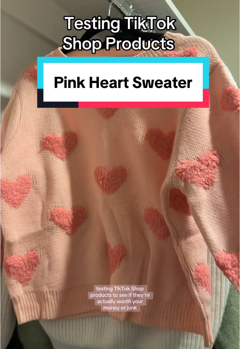 This pink heart print sweater looked really cute in the photo and I guess it’s OK in person, but it’s a little too scratchy and runs a little small. It would be cute for Valentine’s Day, but it’s not my favorite. #pink #hearts #heartsweater #winterfashion #sweater #sweaterweather #blackfriday #womensfashion #ValentinesDay #tiktokshopvalentinesday  