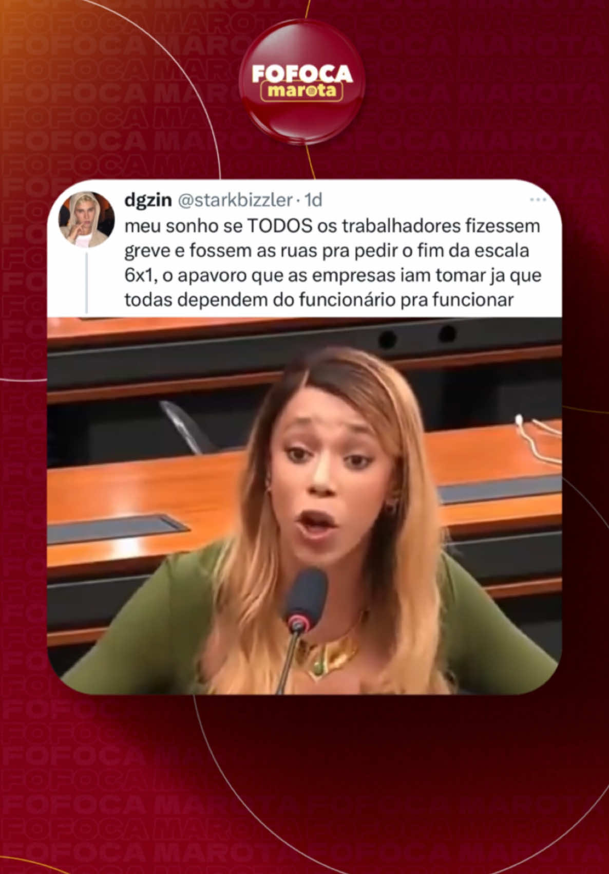 Com vocês Erika Hilton sobre a PEC que visa por fim a escala 6x1: “Esse (plenário) é um espaço de debate, nós precisamos fazer esse debate, e nós precisamos olhar para o trabalhador enquanto ser humano, que tem uma vida, que tem uma familia” #fofocamarota #fy #erikahilton 