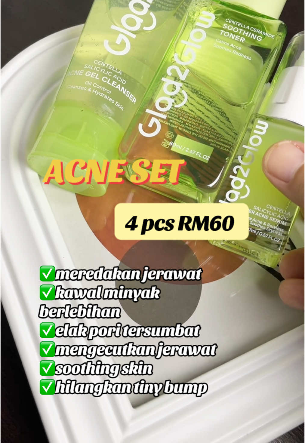 set acne tgh salee #glad2glow #glad2glowmy #glad2glowpromo #serum #moisturizer #skincare #skincareroutine