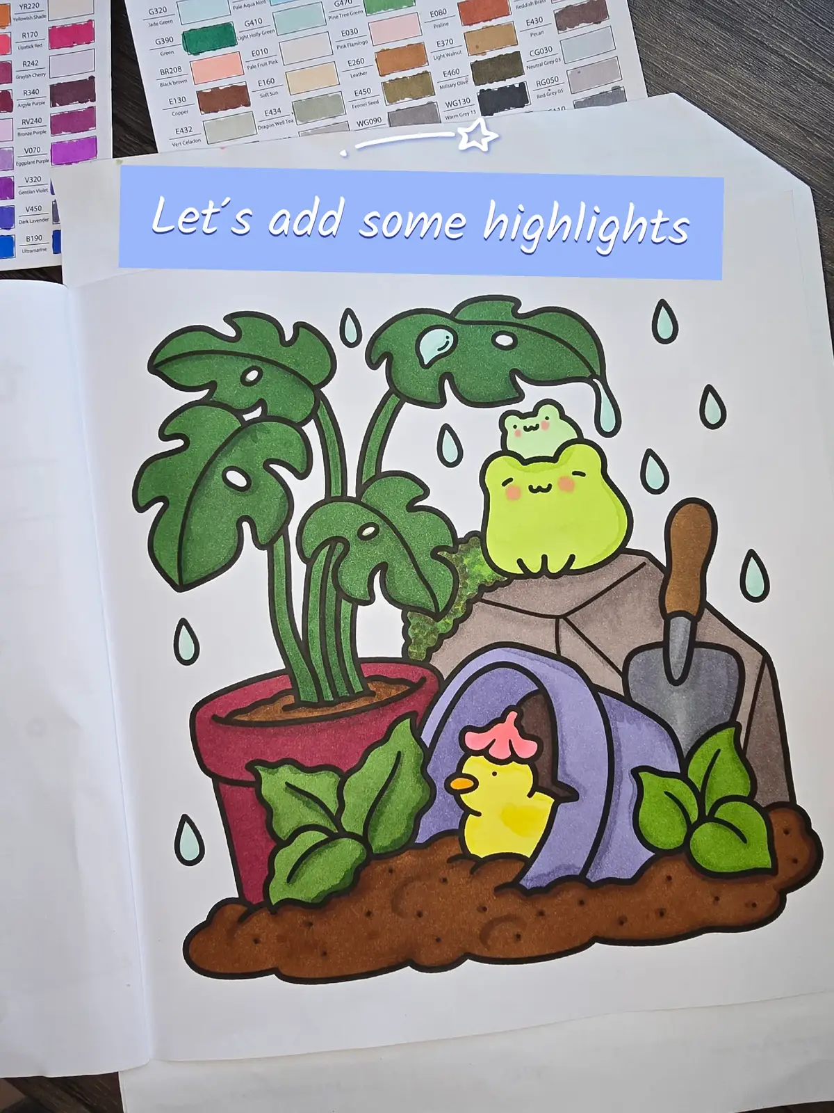 Subtle changes but they make a big difference @cocowyocoloring   Into Gardens Coloring Book @Ohuhuart  markers - 104 set  #alcoholmarkers #coloringbook #cocowyocoloringbook #cocowyo #colortok #cozyhobby #ohuhu #coloring #intogardens 