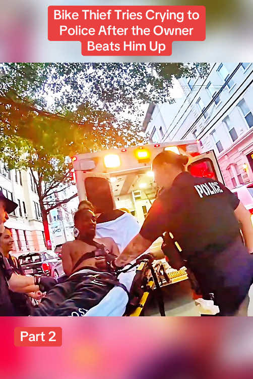Bike Thief Tries Crying to Police After the Owner Beats Him Up#cops #copsoftiktok #police #policeofficer #fyp 