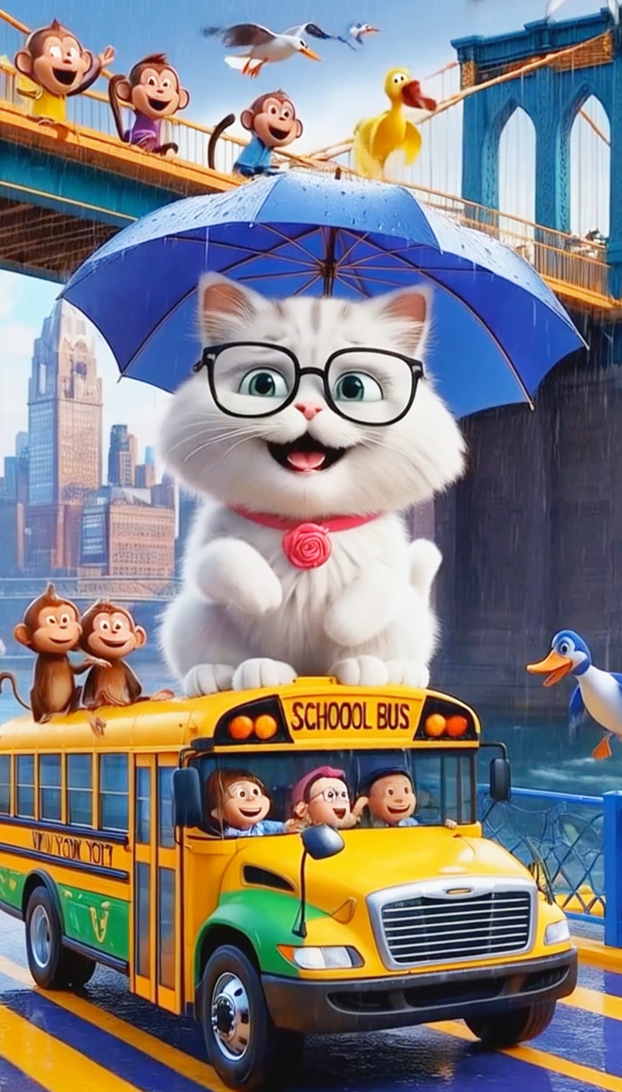 Funny Cat School bus reached at #NewYork, #USA and singing Ya lulu Ya lulu ya funu! 😂 Meow meow meow meow meow meow meow on School Bus kids #meow miau miau miau gatito, meeeeow meeeeow meeeeow #UK  #meowmeowmeowmeowmeowmeowmeowmeowmeowmeow #kidssongs #kidsbelike #nurseryrhyme #animatedstories #catsoftiktok #catsongs #cartoon #forkids #kids #kittycat #meowdance #meowing #yalulu  #AnimatedCat  animated dancing cat, AI cat animation, dancing cat video, cute cat dance, funny cat animation, AI animated cat dance, virtual pet dance, 3D cat animation, cat dance challenge, kids animation short.  #DancingCat , #CatAnimation , #AICat , #FunnyCat , #CuteCat , #VirtualPet , #3DAnimation , #CatDance , #AnimationShort , #KidsEntertainment , #CatLovers , #petdance #aicats 