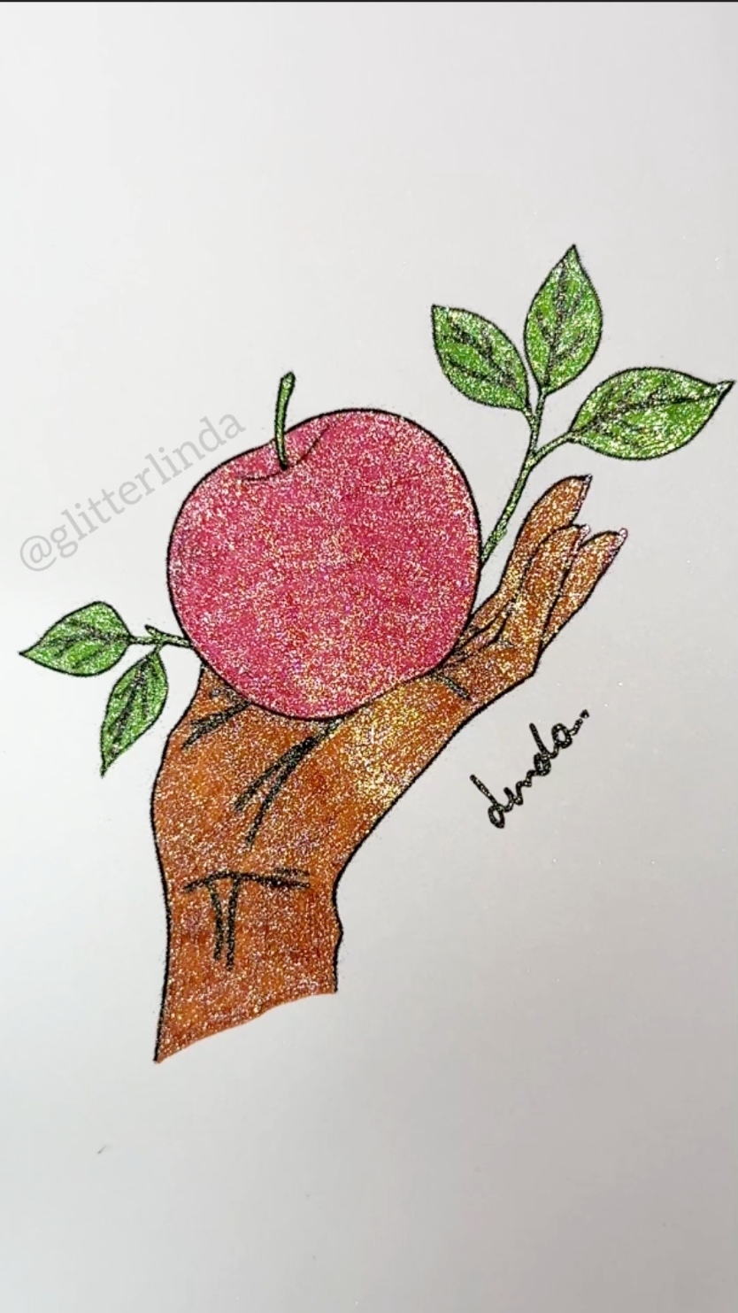 🍎 #coloring #satisfying #glitter #glitterpens #glittercoloring #fruit #apple 