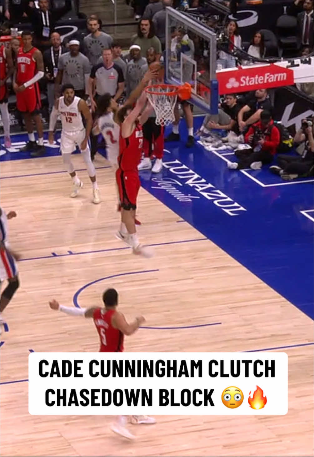 CADE CUNNINGHAM CHASEDOWN BLOCK 🤯🔥 #cadecunningham #pistons #NBA #rockets 