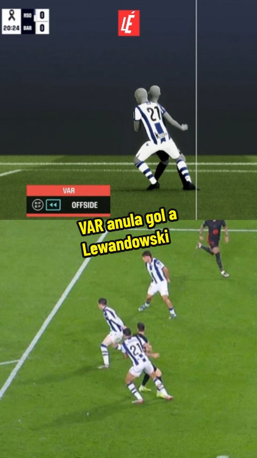 #Deportes | El #VAR le anula un gol a #Lewandowski contra la #RealSociedad. ❌⚽️ #futbol #fcbarcelona #parati #fyp 