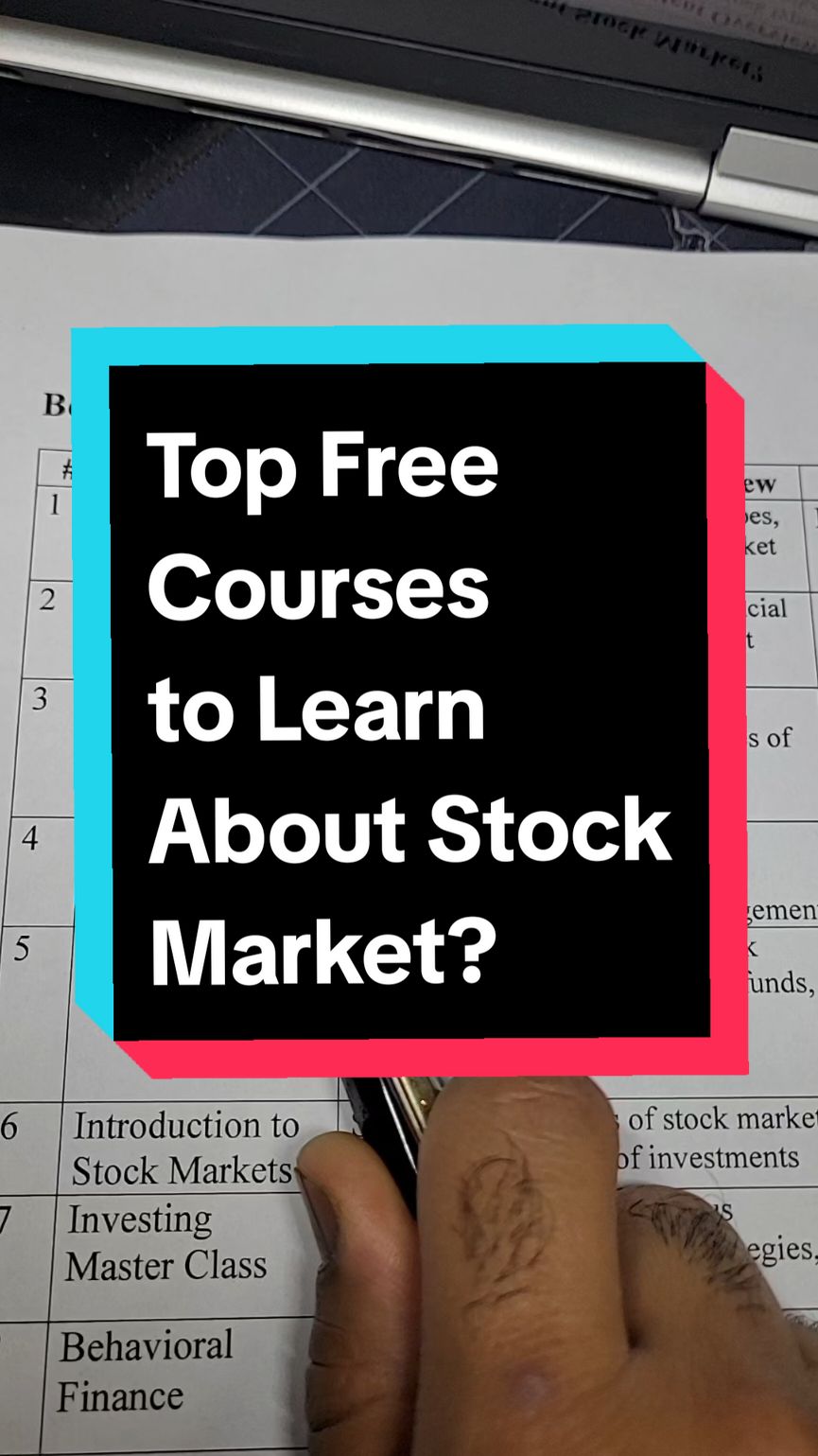 🎉 Ready to dive into the stock market and start building wealth? 🚀 Learning about stocks is your first step toward smart investing, and the best part is there are tons of FREE resources out there to help you level up! 📈 From understanding market basics to analyzing stocks and managing risks, the right course can make all the difference. 💡 Whether you're a newbie trying to grasp the basics or someone looking to sharpen those investment skills, there’s a course just for you! Imagine learning from top universities like Yale and Duke 🏛️, or platforms like Khan Academy and Coursera 🌐, all without spending a dime! 💸 These free courses offer insights on everything from behavioral finance 🧠 to understanding stock risks and returns 📊. No need to dive into complex finance books 📚; these courses break down everything into easy steps so you can confidently navigate the world of stocks! 🌟 So why wait? Start exploring these amazing resources and begin your journey to financial independence today! 💪 #InvestSmart 💼 #StockMarketBasics 📊 #LearnFinance 🎓 #WealthBuilding 💸 #FinanceTips 💰 #StockEducation 📈 #MoneyMoves 🤑 #SmartInvesting 🧠 #FinanceGoals 🚀 #FreeCourses 🎉 #MarketInsights 🔍 #Investing101 📚 #GrowYourWealth 🌱 #StockTrading 💵 #FinancialFreedom 🗝️ #WealthJourney 🌍 #FinanceForAll 💡 #StockMarketTips 💼 #InvestInYourself 🌠 #FinancialLiteracy 💳 #MoneyMatters 💰 #RiskManagement 📊 #PassiveIncome 💵 #FinancialSuccess 🏆 #StockMarketGuide 📖 #InvestmentStrategy 💹 #MoneyMindset 💡 #FutureReady 🔮 #PunjabiFinance 🎉 