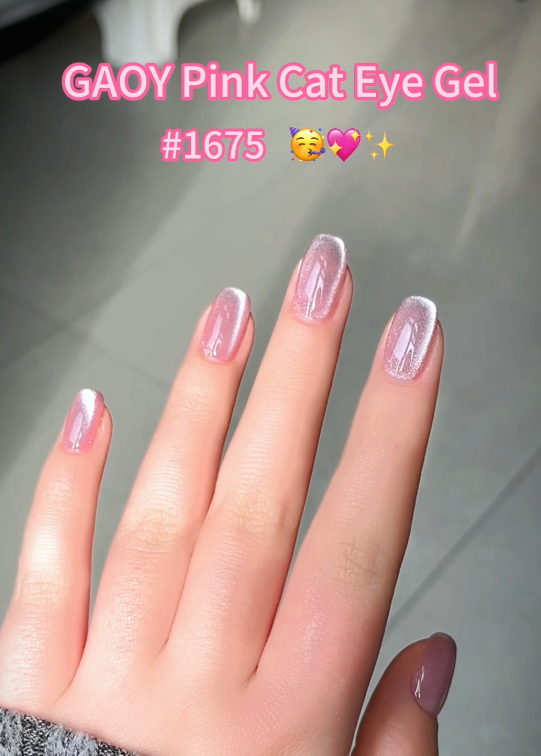 GAOY pink cat eye gel set#GAOY #cateyenails #foryounails #glassnails #pinknails #nailtrends #nail2024 