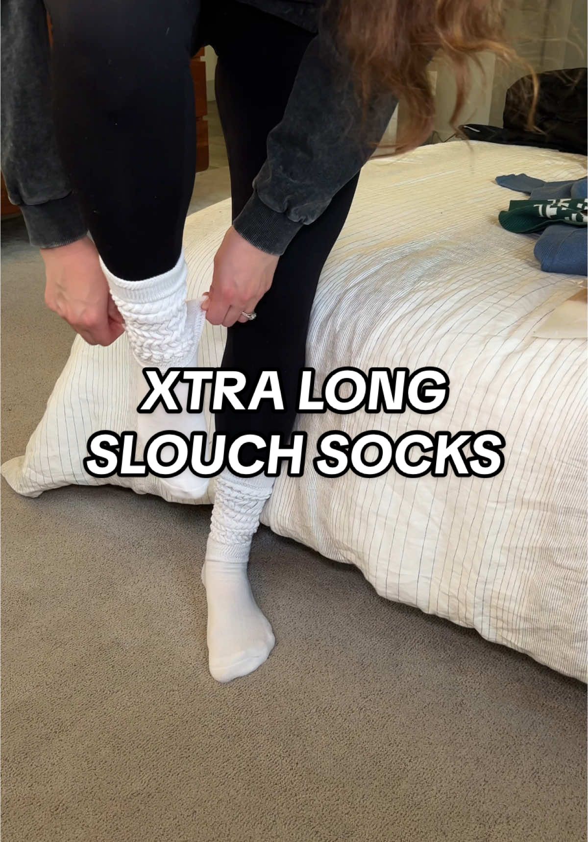 @BomKinta makes the best xtra long slouchy socks for the tall girlies 😘 #tallgirlfashion #socks  #tiktokshopblackfriday #whitesocks #tiktokshopcybermonday #stockingstufferideas #slouchsocks 