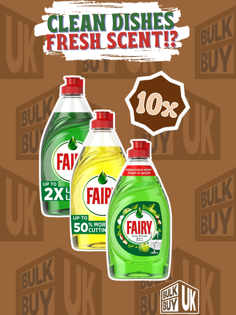 HOW MUCH!? 💧🍽️ 10 x Fairy  Washing Up Liquid x 320ml 🧽🧴Various Scents #fairy #dishwashing #dishwashingliquid #cleaningproduct #CleanDishes #SparklingClean #DishCare #GreaseFighter #Lemon #Apple #Rhubarb #BulkBuy #BulkBuyUK #DealoftheDay #Deal #Cheap #SummerSale #TikTokMadeMeBuyIt #ForYouDays