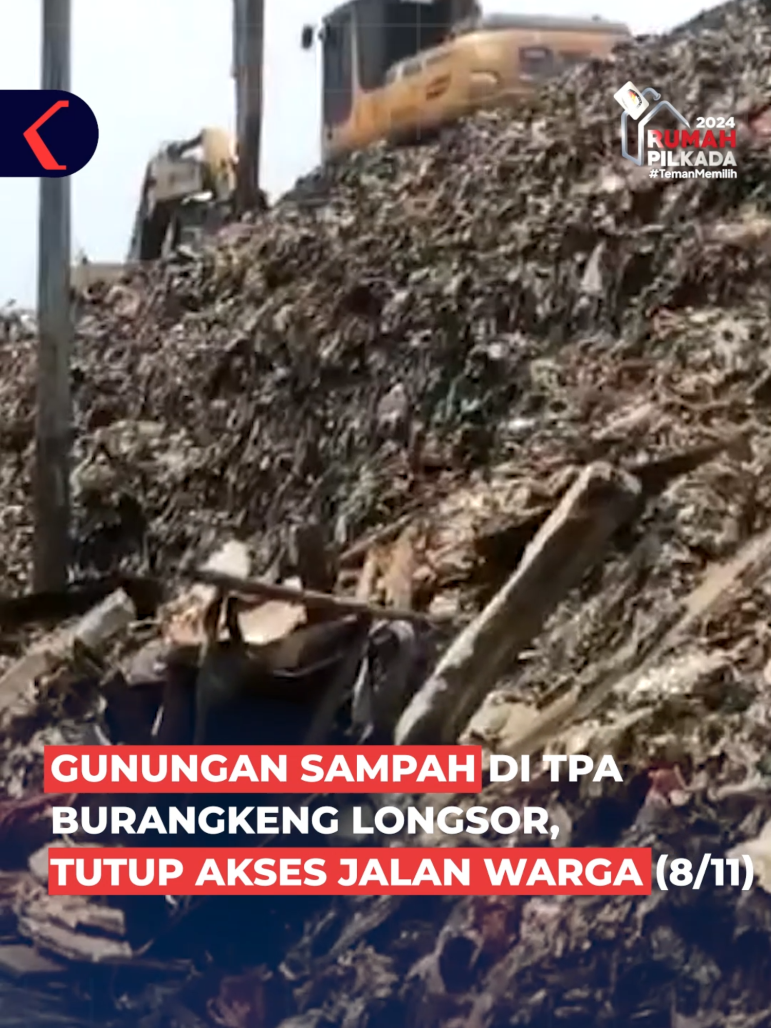 Hujan deras mengakibatkan gunungan sampah di TPA Burangkeng, Kabupaten Bekasi, Jawa Barat longsor pada Jumat lalu (8/11). Longsoran sampah tidak hanya menutupi sebagian akses jalan, tetapi juga nyaris menyentuh rumah warga. ​​Simak berita lainnya di kompas.tv #VODKompasTV