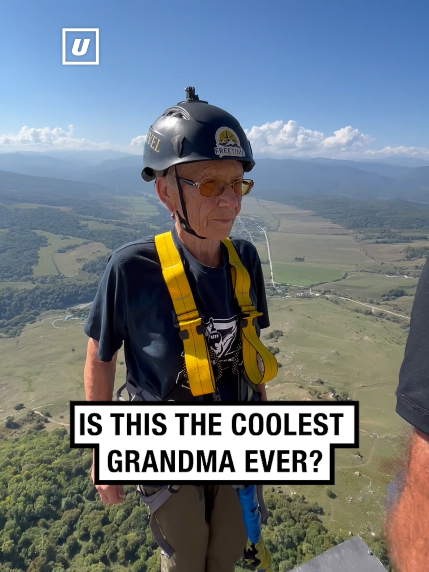 Go grandma, go!! 👵😲 🎥: Dmitriy Vereshchako via ViralHog #UNILAD #grandma #woah #basejumper #jump