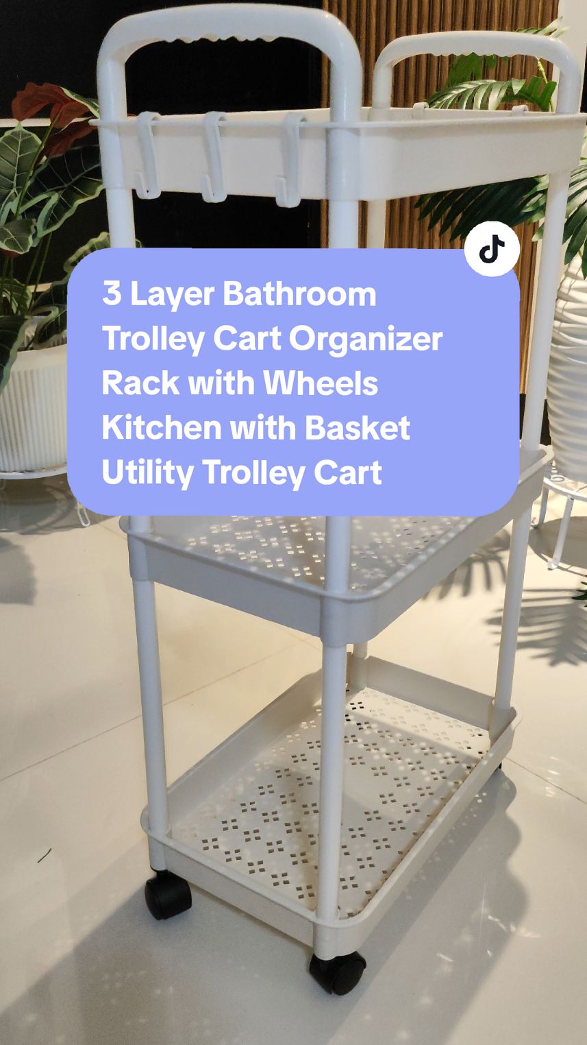 3 Layer Bathroom Trolley Cart Organizer Rack with Wheels Kitchen with Basket Utility Trolley Cart #trolleycartorganizer #organizerrack #trolleycart #bathroomtrolley #bathroomorganizerrack #homeessentials 