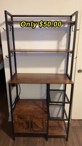 Love this [Fall Sales Event] RaybeeFurniture 6 Level Wrapper Rack for Kitchen with Storage, Coffee Bar with Cabinet and 8 Side Hooks, Large Capacity Microwave Rack for Kitchen Storage Shelves too! 