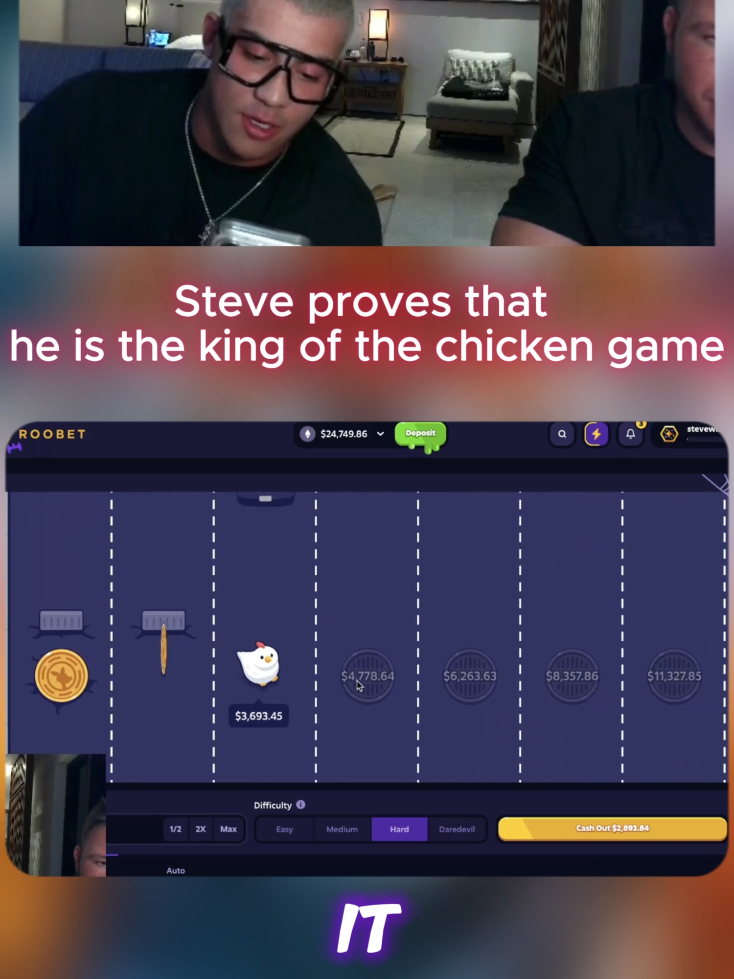 Steve proves that he is the king of the chicken game #steve #Togi #roobet