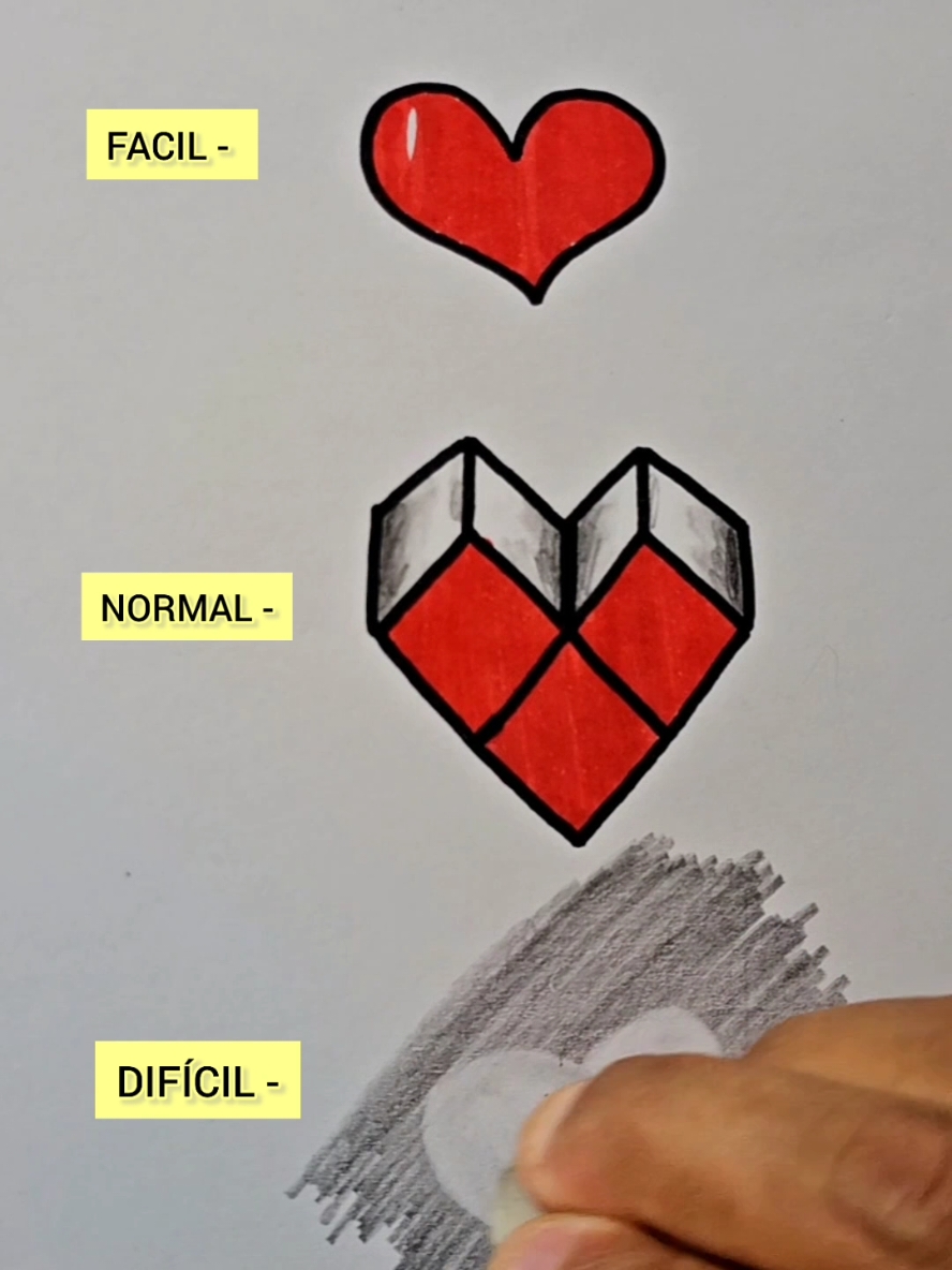 Desenhos corações 3d incríveis #drawing #fyp #challenge 