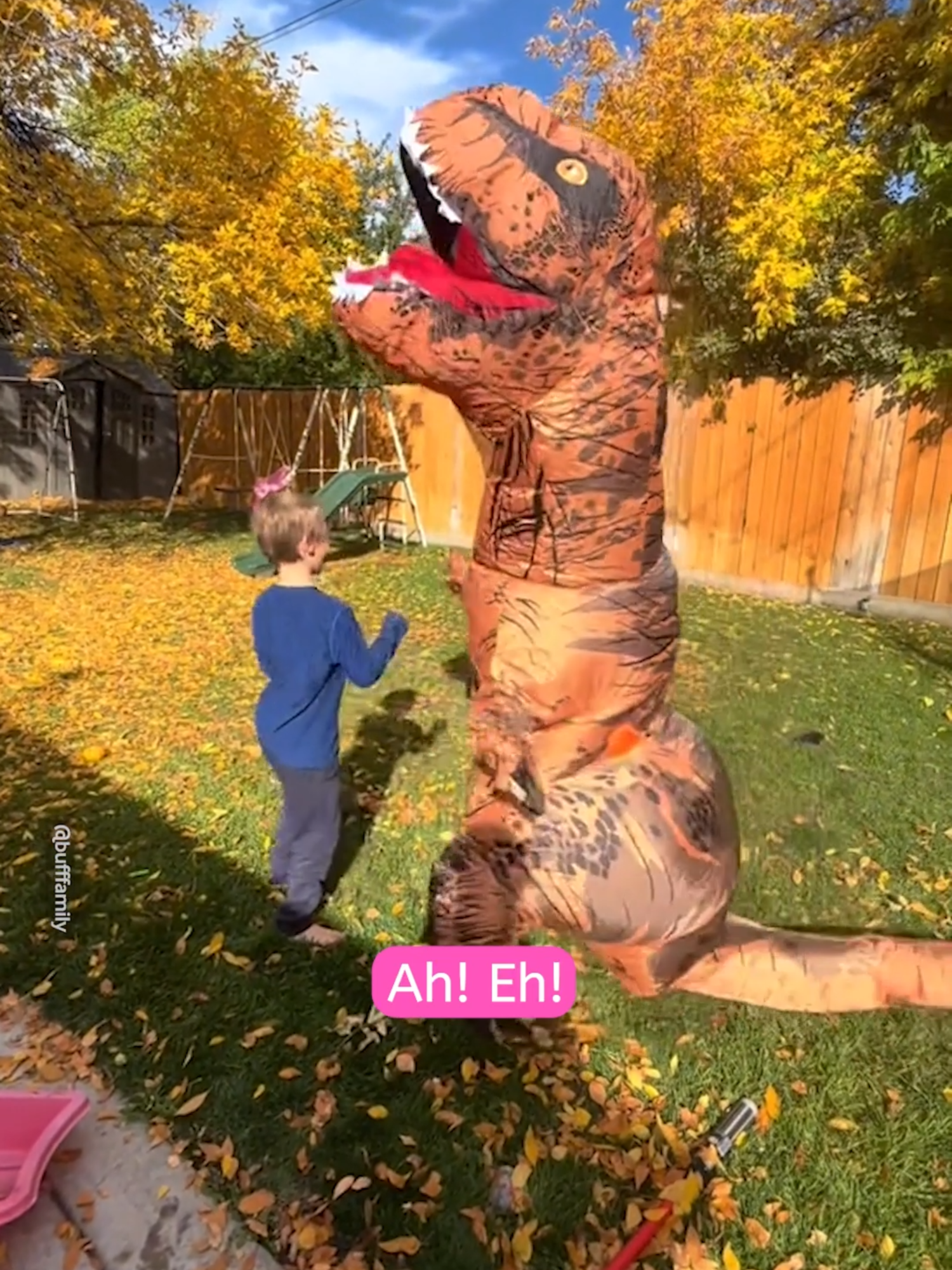 I Don't Think He Likes Dinosaurs Anymore 😂🦖 #dinosaur #dinosaurs #kidstiktok #scared #Inflatables #inflatablecostume #fail #funnykids #react #reaction