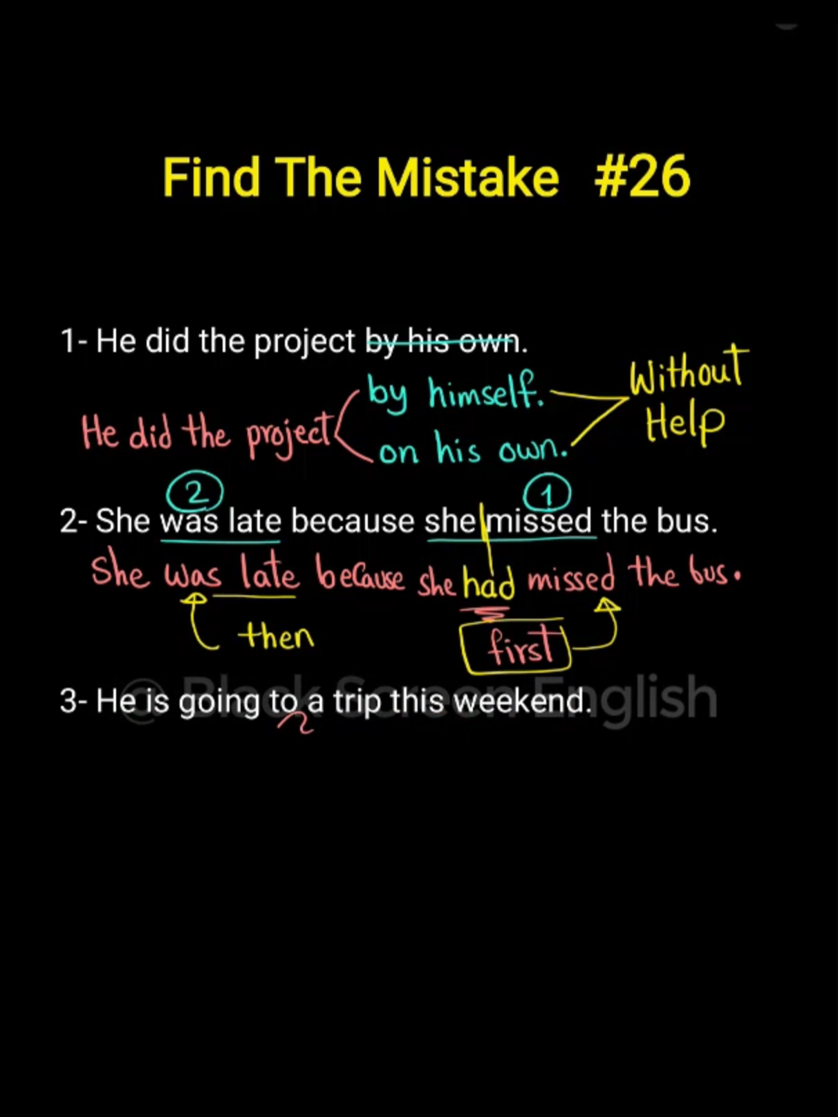 Common English Mistakes #foryou #learnenglish #learnontiktok #grammar #ielts #english #englishvocabulary #black_screen_english