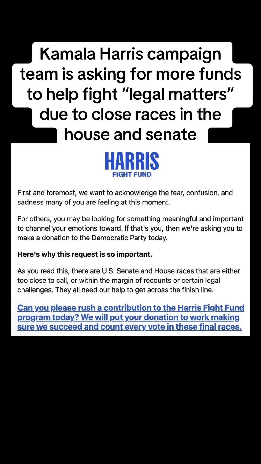 Kamala harris is asking for more money? #fyp #kamalaharris #election2024