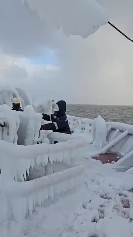 winter is coming 🥶❄️☃️ #ice #snow #wintervibes #حكاوى_القبطان #ثلج #بحر #طاقم #مركب #سفينه #طقس #ships #ship #شتاء 