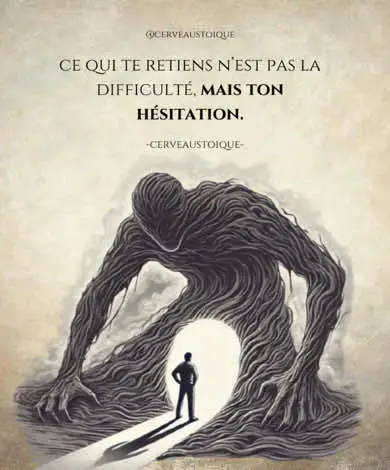 Ce que tu retiens n’est pas la difficulté mais ton hésitation. 🏛️ Rejoins la tribu stoïque. ❤️ #stoic #stoicisme #developpementpersonnel #devperso #epanouissement #resilience #ecriture #philosophie #citation #citations 