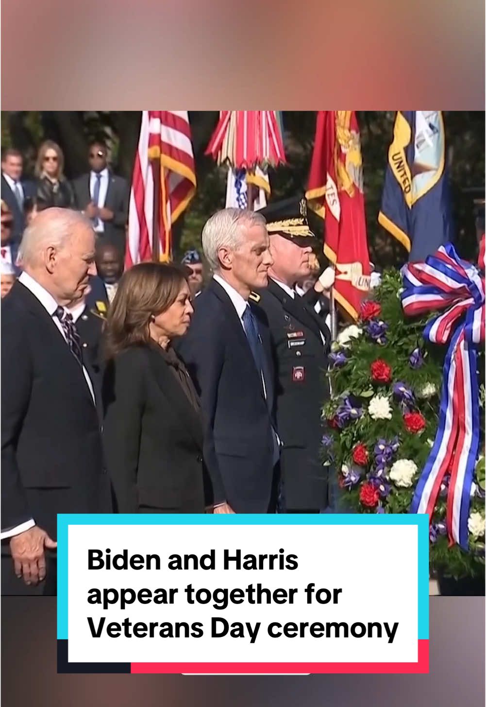 President Joe Biden and Vice President Kamala Harris participated in a wreath-laying ceremony for Veterans Day at the Tomb of the Unknown Soldier in Arlington National Cemetery on Monday. It's the first time Biden and Harris have appeared together since the election. #veteransday #biden #kamalaharris 