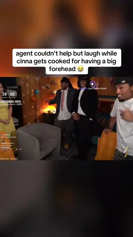 agent couldn’t help but laugh while cinna gets cooked for having a big forehead 😭 #agent00 #cinna #amp #viral #fyp 