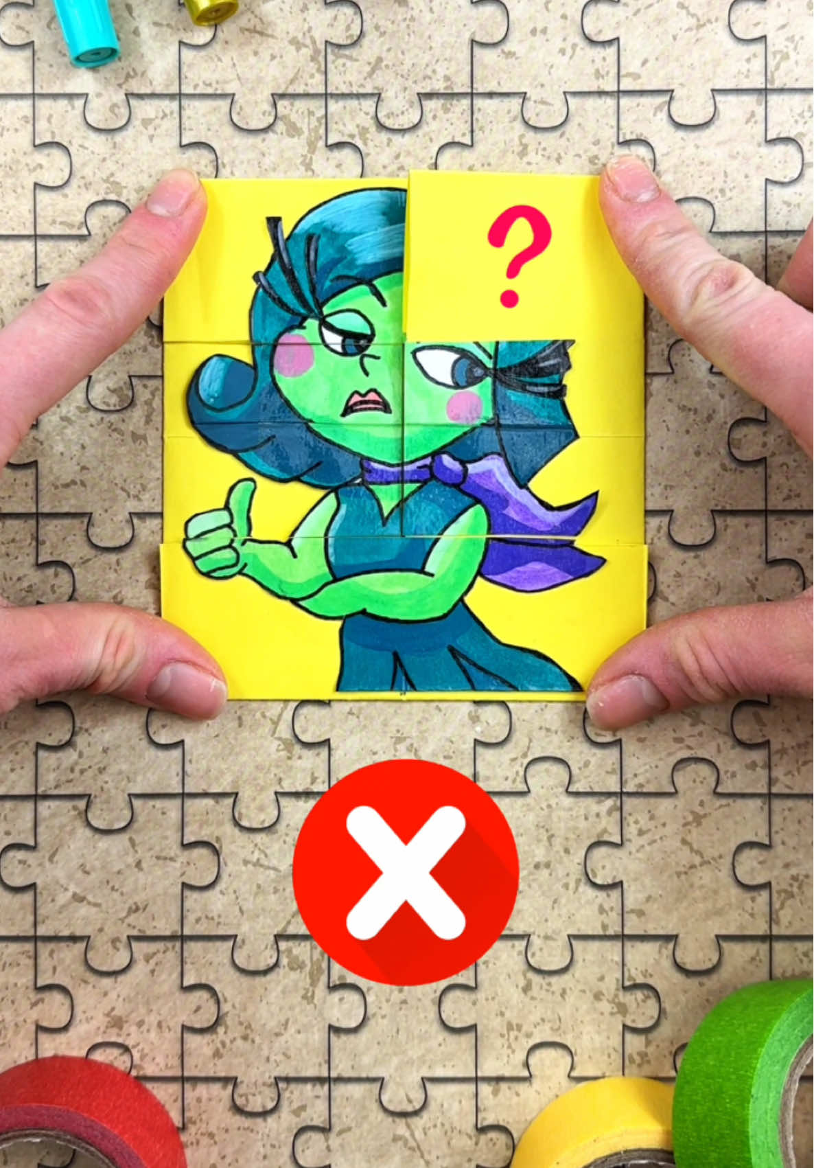 Try to Solve New Paper Craft Puzzle with Disgust by Inside Out 🧩#papercraft #puzzle #insideout #DIY 