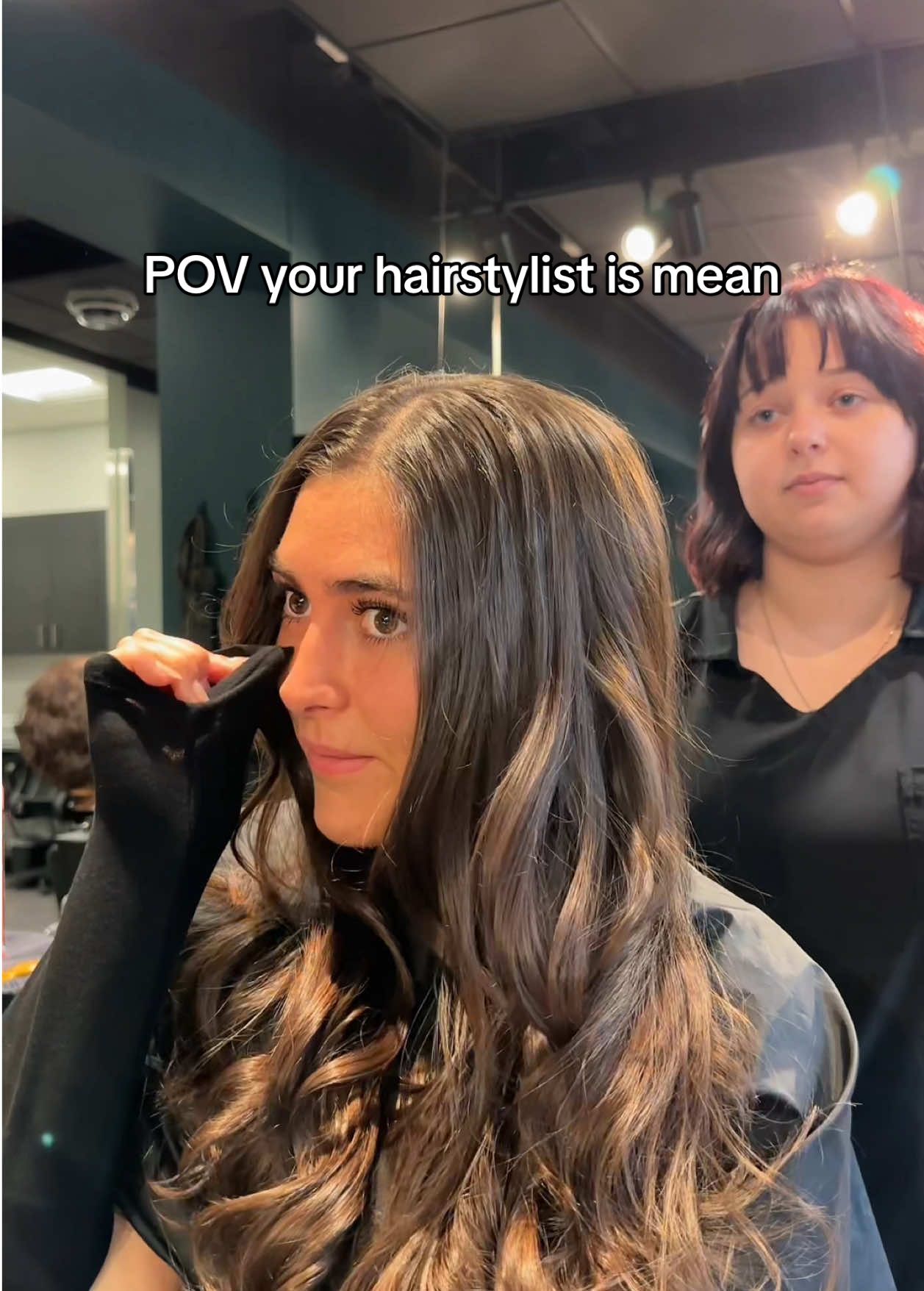 POV your stylist is mean #notreal #improv #hairsalon #beautyschool #cosmetology #hairgonewrong #clientconsultation #pov #hairstylist #badhairday #funny #salonhair