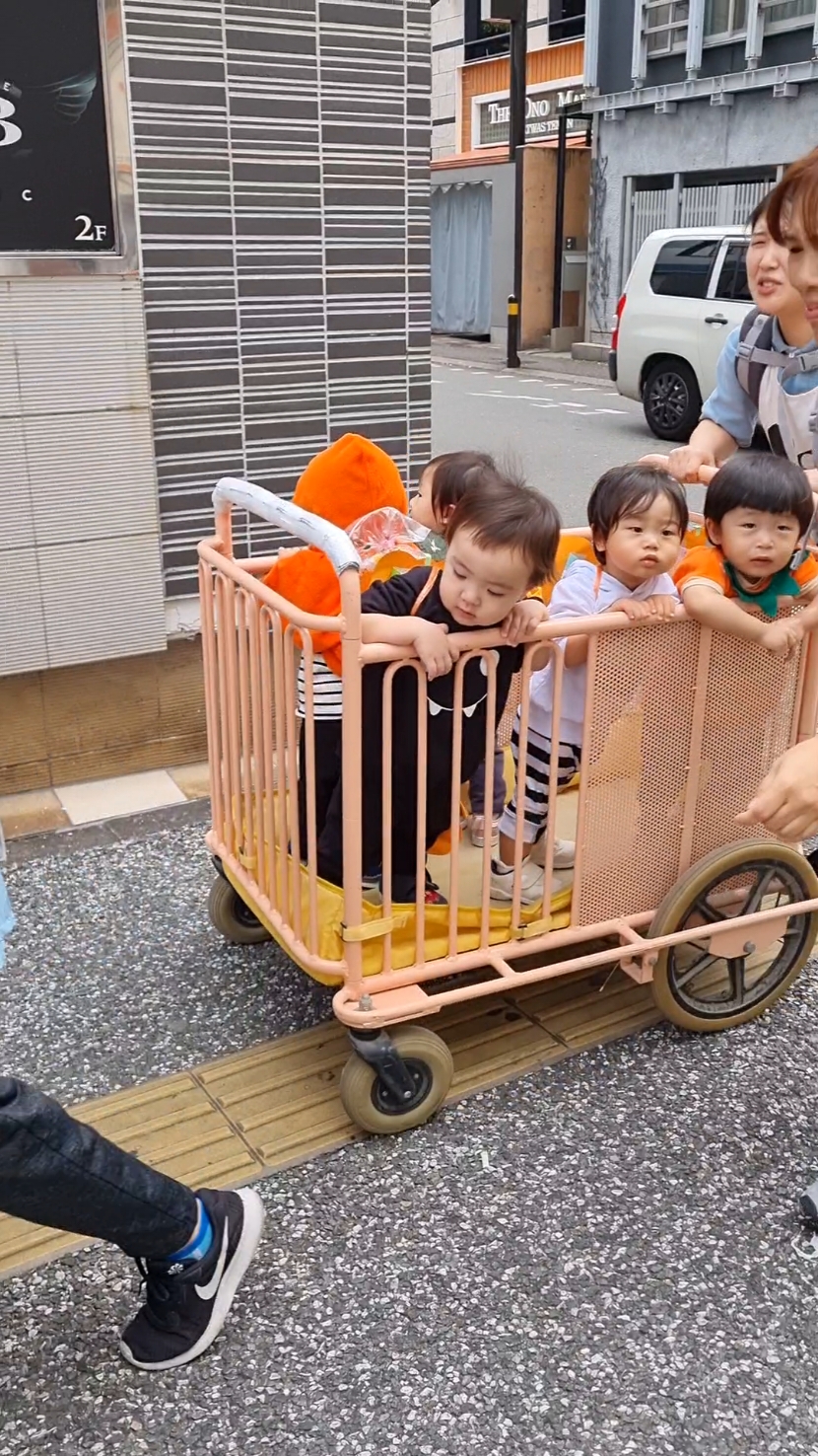 Only in Japan. #japan #fukuoka #japanese #japaneseculture #daycare #whynot #cute #socute #ohsocute #travel #wheninjapan #onlyinjapan #japanesebaby #practical #greatidea #cart #tenjin 