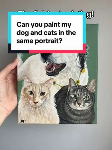 One big happy pet fam! 🐶 🐈 🐈‍⬛  #petportraits #dogsoftiktok #doglover #catlady #catfamily #dogsandcats #catsanddogs 