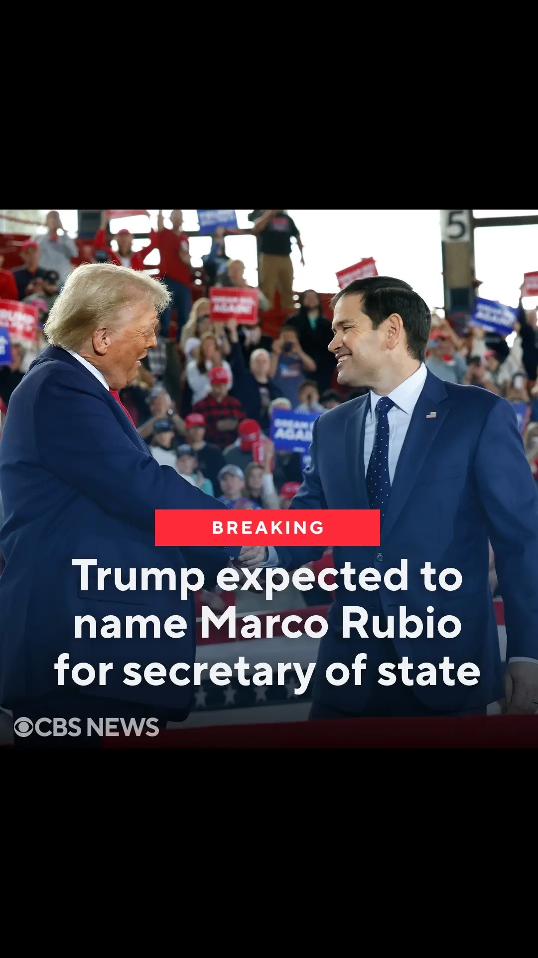 President-elect Donald Trump is expected to name Sen. Marco Rubio of Florida as his nominee for secretary of state, though the pick is not a done deal, two sources familiar with the talks tell CBS News. The expected nomination represents a long road from the time Trump and the Florida senator were rivals in the 2016 Republican primaries, when Trump referred to Rubio as 